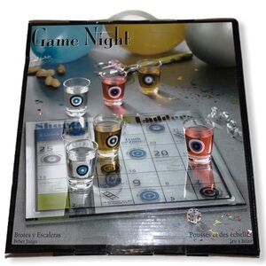 New Game Night 8 Piece Shoots and Ladders Glass Board Drinking Game Adults Party